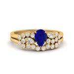 Load image into Gallery viewer, unique-pear-cluster-bezel-sapphire-bridal-ring-set-in-yellow-gold-FDENS3110PEGSABL-NL-YG.jpg