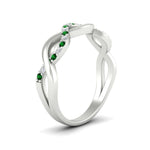 Load image into Gallery viewer, unusual-round-diamond-wedding-rings-with-emerald-in-white-gold-FD-1122BGEMGR-NL-WG.jpg
