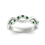 Load image into Gallery viewer, unusual-round-diamond-wedding-rings-with-emerald-in-white-gold-FD-1122BGEMGR-NL-WG.jpg