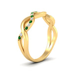 Load image into Gallery viewer, unusual-round-diamond-wedding-rings-with-emerald-in-yellow-gold-FD-1122BGEMGR-NL-YG.jpg