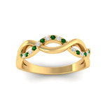 Load image into Gallery viewer, unusual-round-diamond-wedding-rings-with-emerald-in-yellow-gold-FD-1122BGEMGR-NL-YG.jpg