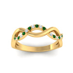 Load image into Gallery viewer, unusual-round-diamond-wedding-rings-with-emerald-in-yellow-gold-FD-1122BGEMGR-NL-YG.jpg