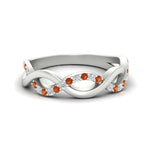 Load image into Gallery viewer, unusual-round-diamond-wedding-rings-with-orange-sapphire-in-white-gold-FD-1122BGSAOR-NL-WG.jpg