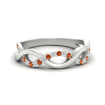Load image into Gallery viewer, unusual-round-diamond-wedding-rings-with-orange-sapphire-in-white-gold-FD-1122BGSAOR-NL-WG.jpg