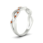 Load image into Gallery viewer, unusual-round-diamond-wedding-rings-with-orange-sapphire-in-white-gold-FD-1122BGSAOR-NL-WG.jpg