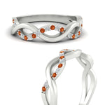 Load image into Gallery viewer, unusual-round-diamond-wedding-rings-with-orange-sapphire-in-white-gold-FD-1122BGSAOR-NL-WG.jpg