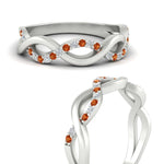 Load image into Gallery viewer, unusual-round-diamond-wedding-rings-with-orange-sapphire-in-white-gold-FD-1122BGSAOR-NL-WG.jpg