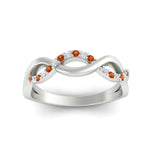Load image into Gallery viewer, unusual-round-diamond-wedding-rings-with-orange-sapphire-in-white-gold-FD-1122BGSAOR-NL-WG.jpg