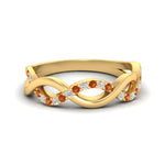 Load image into Gallery viewer, unusual-round-diamond-wedding-rings-with-orange-sapphire-in-yellow-gold-FD-1122BGSAOR-NL-YG.jpg
