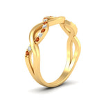 Load image into Gallery viewer, unusual-round-diamond-wedding-rings-with-orange-sapphire-in-yellow-gold-FD-1122BGSAOR-NL-YG.jpg