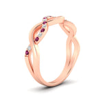 Load image into Gallery viewer, unusual-round-diamond-wedding-rings-with-pink-sapphire-in-rose-gold-FD-1122BGSADRPI-NL-RG.jpg