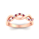 Load image into Gallery viewer, unusual-round-diamond-wedding-rings-with-pink-sapphire-in-rose-gold-FD-1122BGSADRPI-NL-RG.jpg