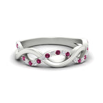 Load image into Gallery viewer, unusual-round-diamond-wedding-rings-with-pink-sapphire-in-white-gold-FD-1122BGSADRPI-NL-WG.jpg
