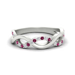 Load image into Gallery viewer, unusual-round-diamond-wedding-rings-with-pink-sapphire-in-white-gold-FD-1122BGSADRPI-NL-WG.jpg