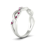 Load image into Gallery viewer, unusual-round-diamond-wedding-rings-with-pink-sapphire-in-white-gold-FD-1122BGSADRPI-NL-WG.jpg