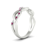 Load image into Gallery viewer, unusual-round-diamond-wedding-rings-with-pink-sapphire-in-white-gold-FD-1122BGSADRPI-NL-WG.jpg