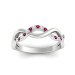 Load image into Gallery viewer, unusual-round-diamond-wedding-rings-with-pink-sapphire-in-white-gold-FD-1122BGSADRPI-NL-WG.jpg