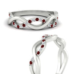 Load image into Gallery viewer, unusual-round-diamond-wedding-rings-with-ruby-in-white-gold-FD-1122BGRUDR-NL-WG.jpg