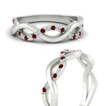 Load image into Gallery viewer, unusual-round-diamond-wedding-rings-with-ruby-in-white-gold-FD-1122BGRUDR-NL-WG.jpg