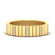 Vertical Grooved Mens Diamond Wedding band