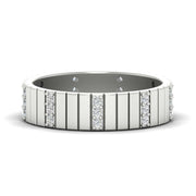Vertical Grooved Mens Diamond Wedding band