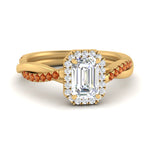 Load image into Gallery viewer, vine-emerald-cut-halo-diamond-engagement-ring-with-orange-sapphire-in-yellow-gold-FD9212EMRGSAOR-NL-YG.jpg