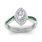 Load image into Gallery viewer, vine-marquise-halo-diamond-engagement-ring-with-emerald-in-white-gold-FD9212MQRGEMGR-NL-WG.jpg
