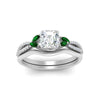 Load image into Gallery viewer, vine-split-band-asscher-cut-diamond-wedding-set-with-emerald-in-white-gold-FDENR3211ASGEMGRANGLE3-NL-WG