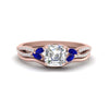 Load image into Gallery viewer, vine-split-band-asscher-cut-diamond-wedding-set-with-sapphire-in-rose-gold-FDENR3211ASGSABLANGLE3-NL-RG