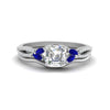 Load image into Gallery viewer, vine-split-band-asscher-cut-diamond-wedding-set-with-sapphire-in-white-gold-FDENR3211ASGSABLANGLE3-NL-WG