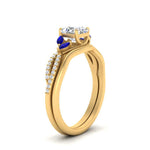 Load image into Gallery viewer, vine-split-band-asscher-cut-diamond-wedding-set-with-sapphire-in-yellow-gold-FDENR3211ASGSABLANGLE3-NL-YG
