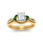 Load image into Gallery viewer, vine-split-band-emerald-cut-diamond-wedding-set-with-emerald-in-yellow-gold-FDENR3211EMGEMGRANGLE3-NL-YG.jpg