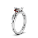 Load image into Gallery viewer, vine-split-band-emerald-cut-diamond-wedding-set-with-ruby-in-white-gold-FDENR3211EMGRUDRANGLE3-NL-WG.jpg
