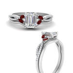 Load image into Gallery viewer, vine-split-band-emerald-cut-diamond-wedding-set-with-ruby-in-white-gold-FDENR3211EMGRUDRANGLE3-NL-WG.jpg