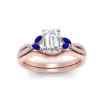 Load image into Gallery viewer, vine-split-band-emerald-cut-diamond-wedding-set-with-sapphire-in-rose-gold-FDENR3211EMGSABLANGLE3-NL-RG.jpg