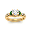 Load image into Gallery viewer, vine-split-band-heart-shaped-diamond-wedding-set-with-emerald-in-yellow-gold-FDENR3211HTGEMGRANGLE3-NL-YG.jpg
