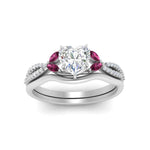 Load image into Gallery viewer, vine-split-band-heart-shaped-diamond-wedding-set-with-pink-sapphire-in-white-gold-FDENR3211HTGSADRPIANGLE3-NL-WG.jpg