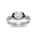 Load image into Gallery viewer, vine-split-band-heart-shaped-diamond-wedding-set-with-ruby-in-white-gold-FDENR3211HTGRUDRANGLE3-NL-WG.jpg