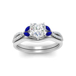 Load image into Gallery viewer, vine-split-band-heart-shaped-diamond-wedding-set-with-sapphire-in-white-gold-FDENR3211HTGSABLANGLE3-NL-WG.jpg