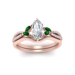 Load image into Gallery viewer, vine-split-band-marquise-cut-diamond-wedding-set-with-emerald-in-rose-gold-FDENR3211MQGEMGRANGLE3-NL-RG.jpg