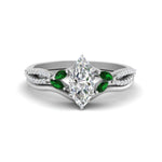 Load image into Gallery viewer, vine-split-band-marquise-cut-diamond-wedding-set-with-emerald-in-white-gold-FDENR3211MQGEMGRANGLE3-NL-WG.jpg
