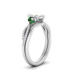 Load image into Gallery viewer, vine-split-band-marquise-cut-diamond-wedding-set-with-emerald-in-white-gold-FDENR3211MQGEMGRANGLE3-NL-WG.jpg