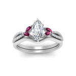 Load image into Gallery viewer, vine-split-band-marquise-cut-diamond-wedding-set-with-pink-sapphire-in-white-gold-FDENR3211MQGSADRPIANGLE3-NL-WG.jpg