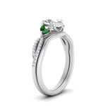 Load image into Gallery viewer, vine-split-band-oval-shaped-diamond-wedding-set-with-emerald-in-white-gold-FDENR3211OVGEMGRANGLE3-NL-WG.jpg