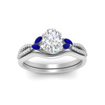 Load image into Gallery viewer, vine-split-band-oval-shaped-diamond-wedding-set-with-sapphire-in-white-gold-FDENR3211OVGSABLANGLE3-NL-WG.jpg