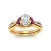 Load image into Gallery viewer, vine-split-band-pear-shaped-diamond-wedding-set-with-pink-sapphire-in-yellow-gold-FDENR3211PEGSADRPIANGLE3-NL-YG.jpg