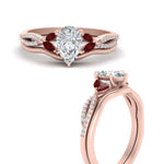 Load image into Gallery viewer, vine-split-band-pear-shaped-diamond-wedding-set-with-ruby-in-rose-gold-FDENR3211PEGRUDRANGLE3-NL-RG.jpg