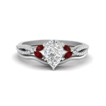 Load image into Gallery viewer, vine-split-band-pear-shaped-diamond-wedding-set-with-ruby-in-white-gold-FDENR3211PEGRUDRANGLE3-NL-WG.jpg