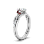 Load image into Gallery viewer, vine-split-band-pear-shaped-diamond-wedding-set-with-ruby-in-white-gold-FDENR3211PEGRUDRANGLE3-NL-WG.jpg