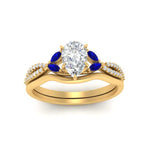 Load image into Gallery viewer, vine-split-band-pear-shaped-diamond-wedding-set-with-sapphire-in-yellow-gold-FDENR3211PEGSABLANGLE3-NL-YG.jpg